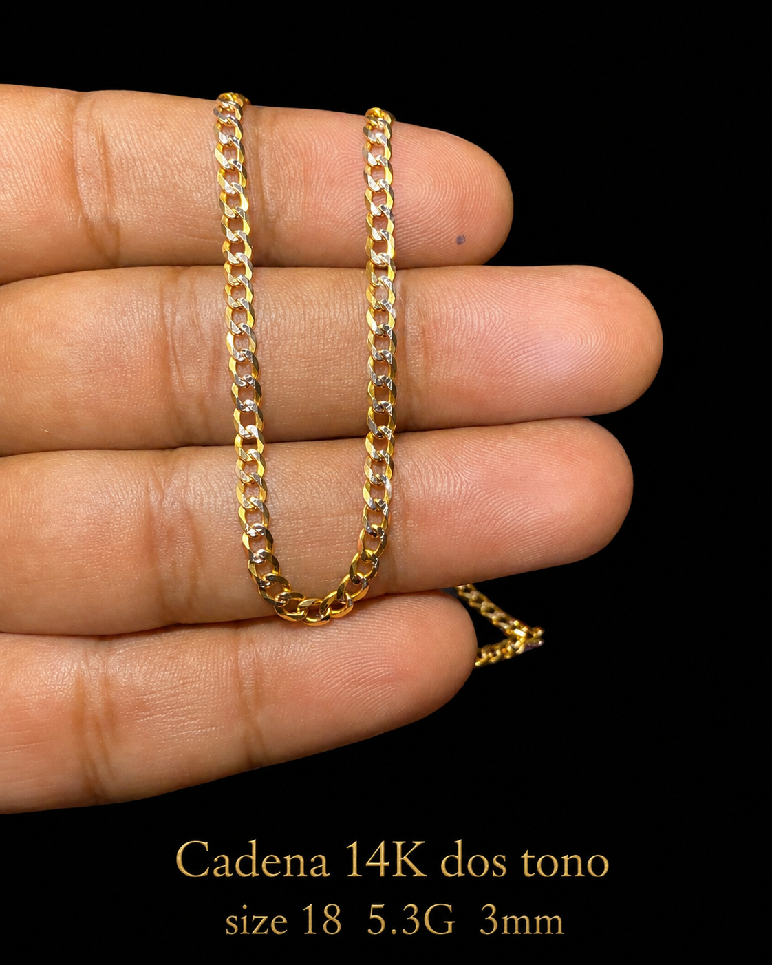 Cadena dos tono 14K size 18 5.3G 3mm