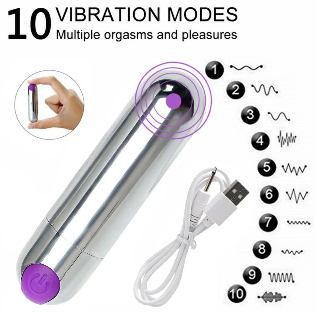 💜 Mini Vibrador Recargable – 10 Modos