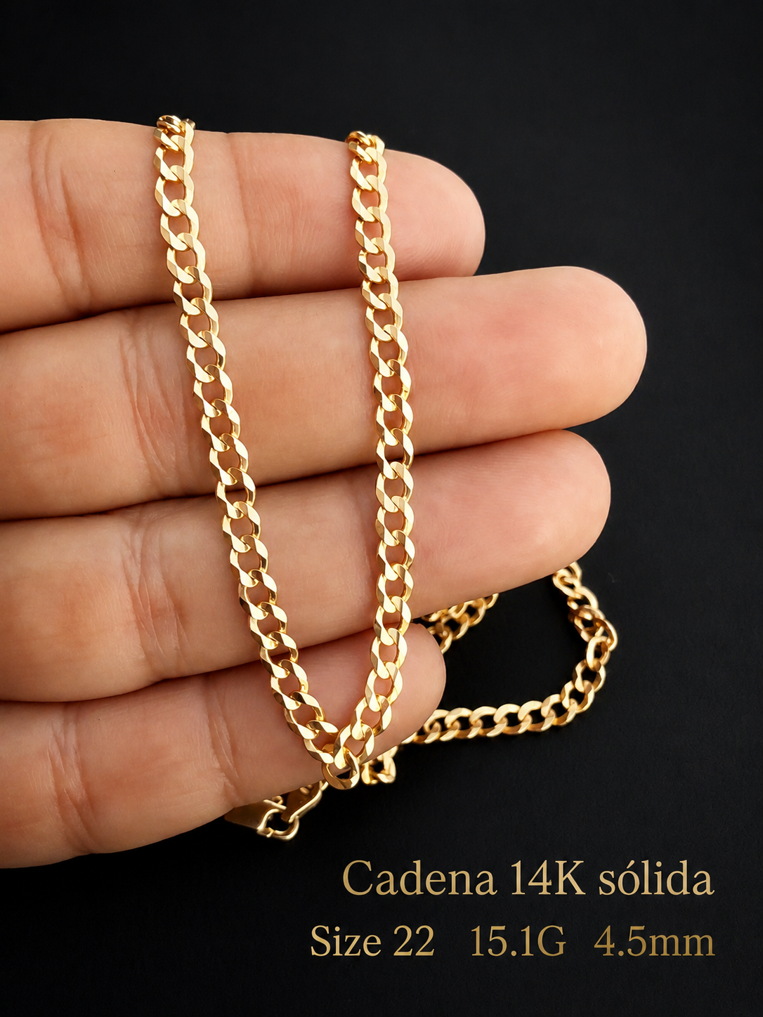 Cadena 14K sólida size 22 15.1G 4.3mm