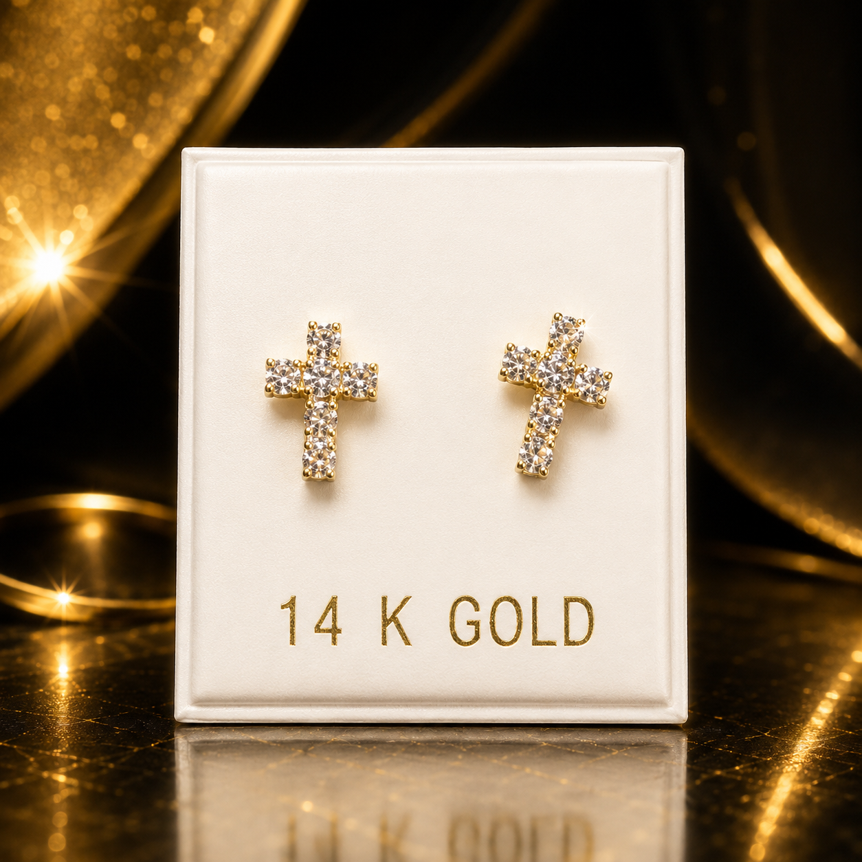 Pantalla de cruz 14K cerradura de mariposa