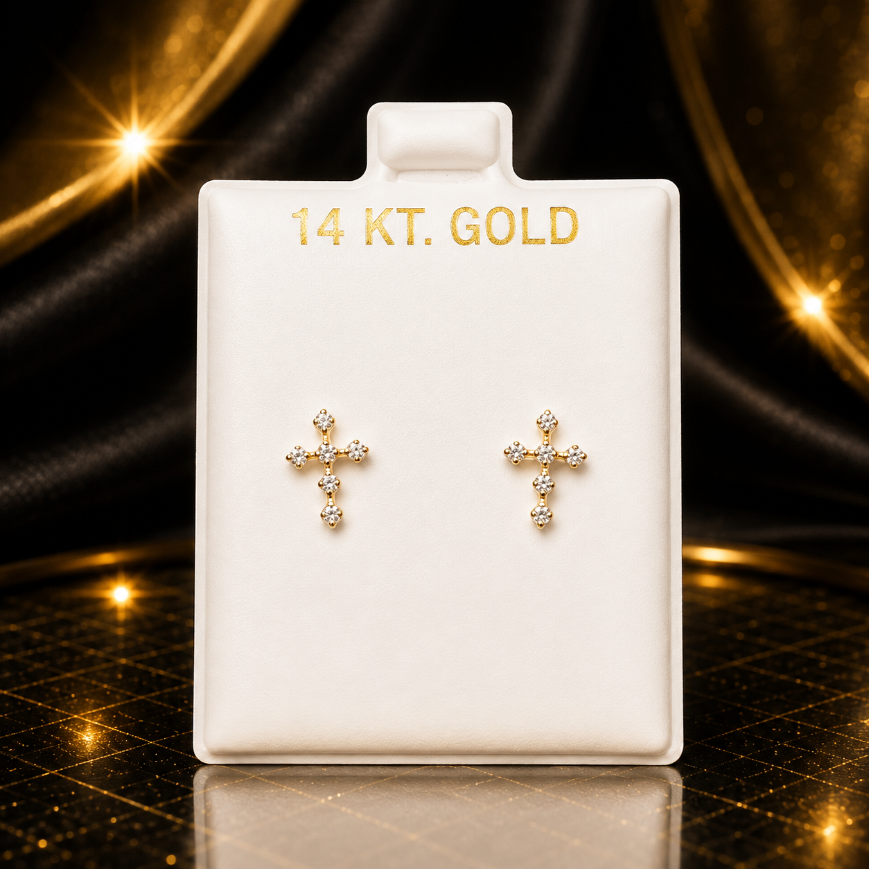Pantalla de cruz 14K cerradura mariposa