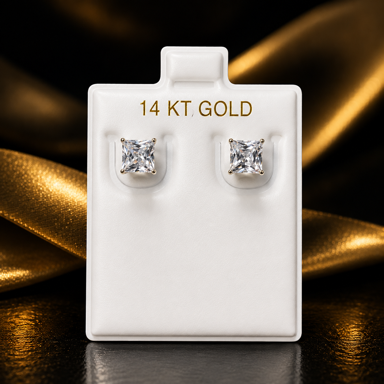 Pantalla 14K oro blanco 4mm broche de mariposa