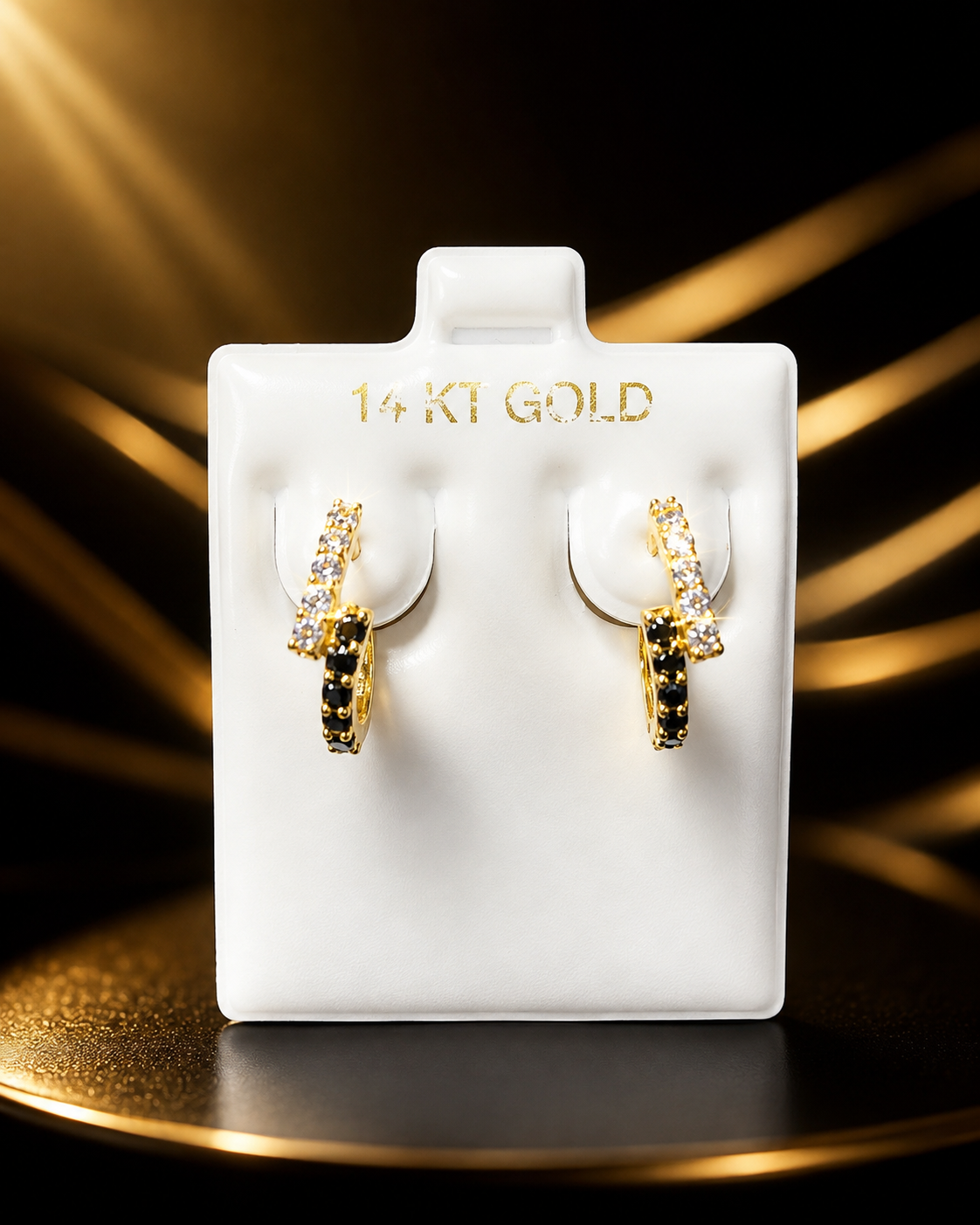 Pantallas de argollas 14K dos tonos en circonia 1.5