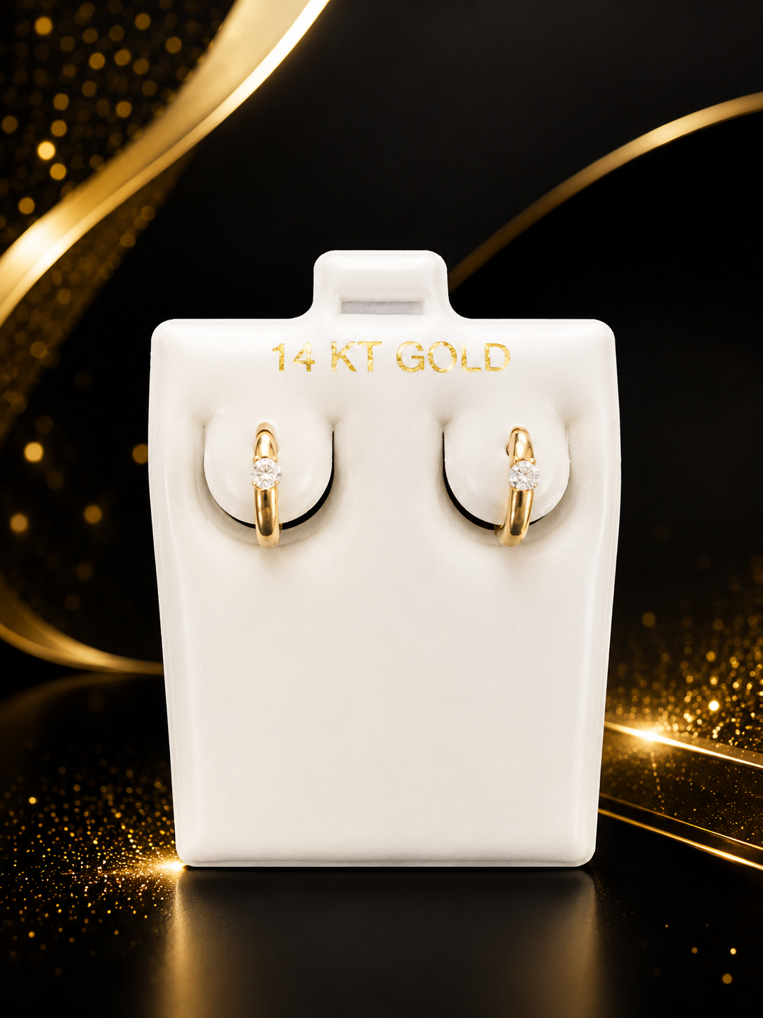 Pantallas de argolla con circonia 14K pequeña .8