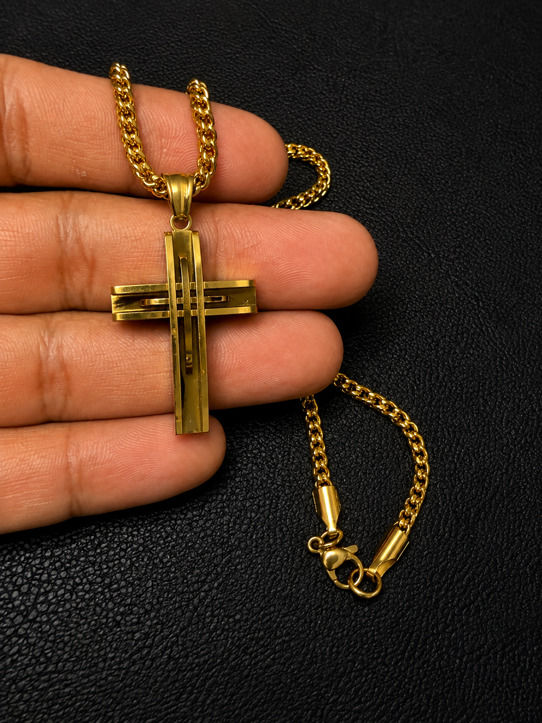 Cadena franco stainless steel con Cruz ✝️ size 20