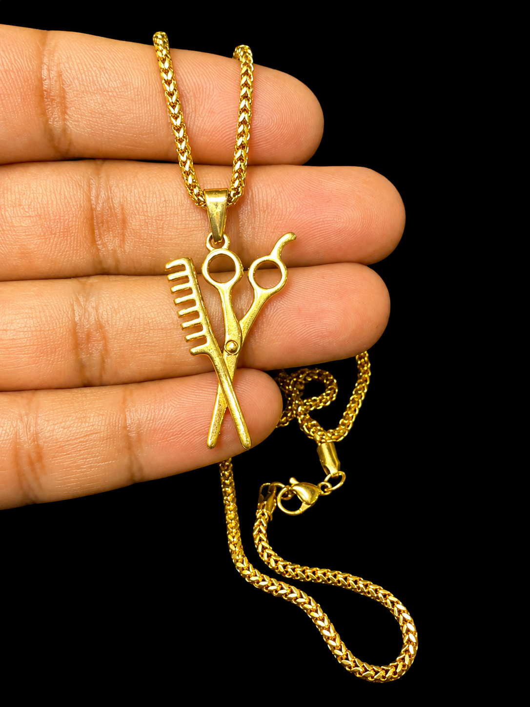 Cadena franco con charms de barbería size 22