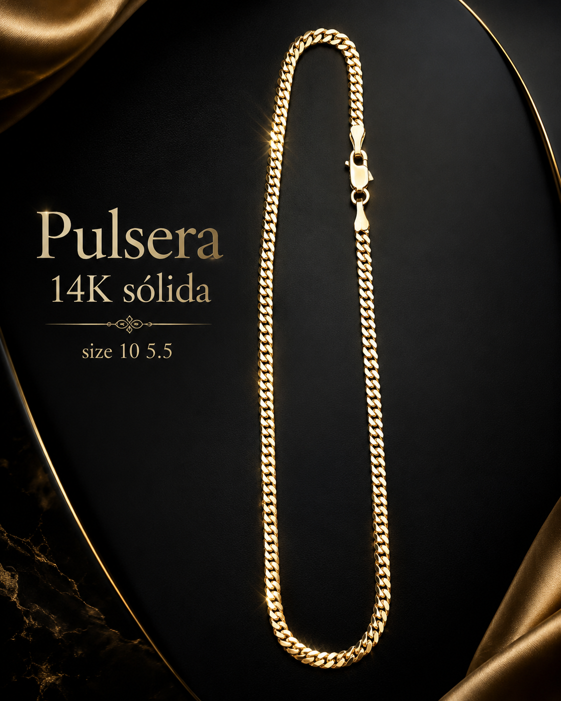Pulsera para el pies 14K sólida 5.5