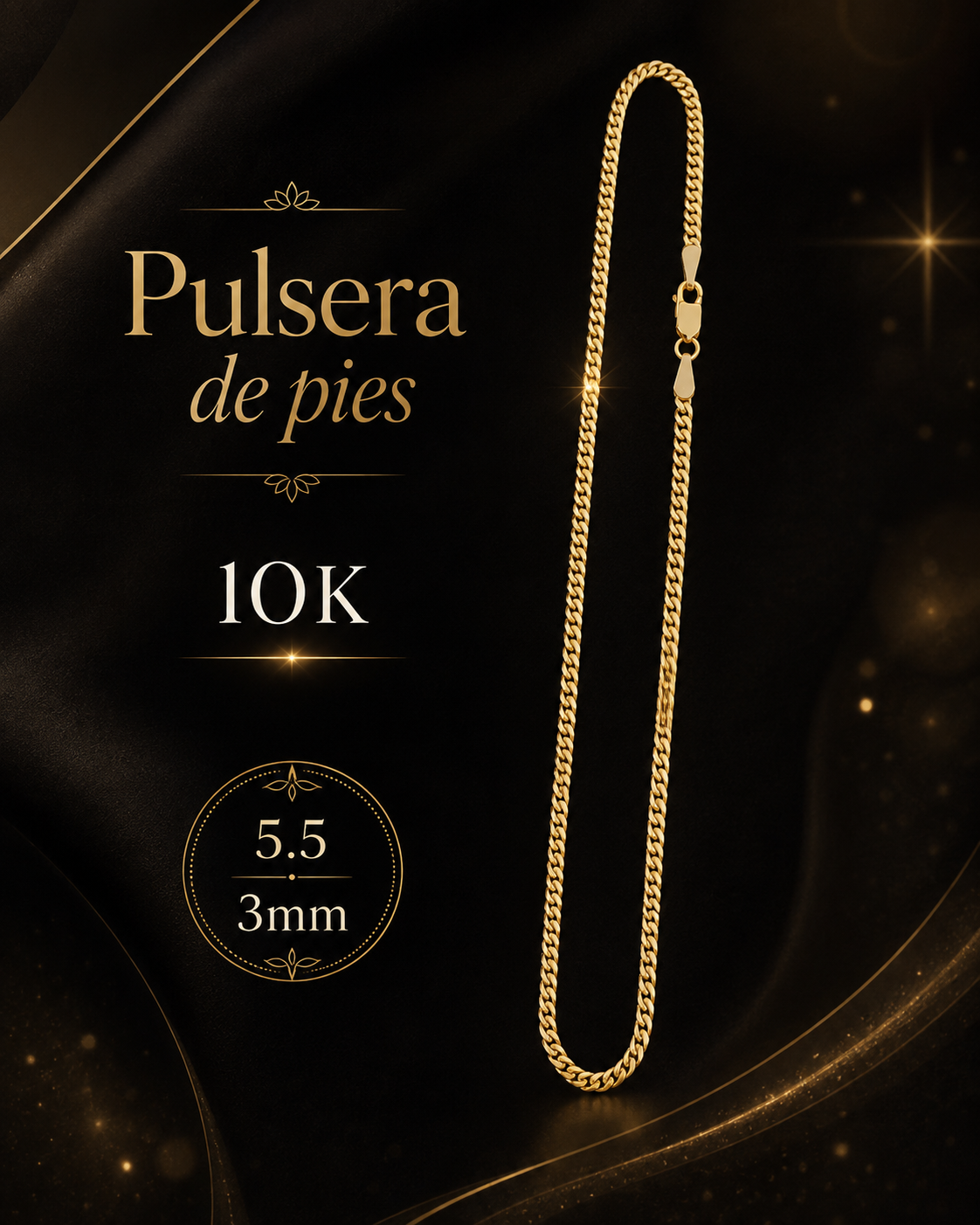 Pulsera de pies 10K 5.5 3mm