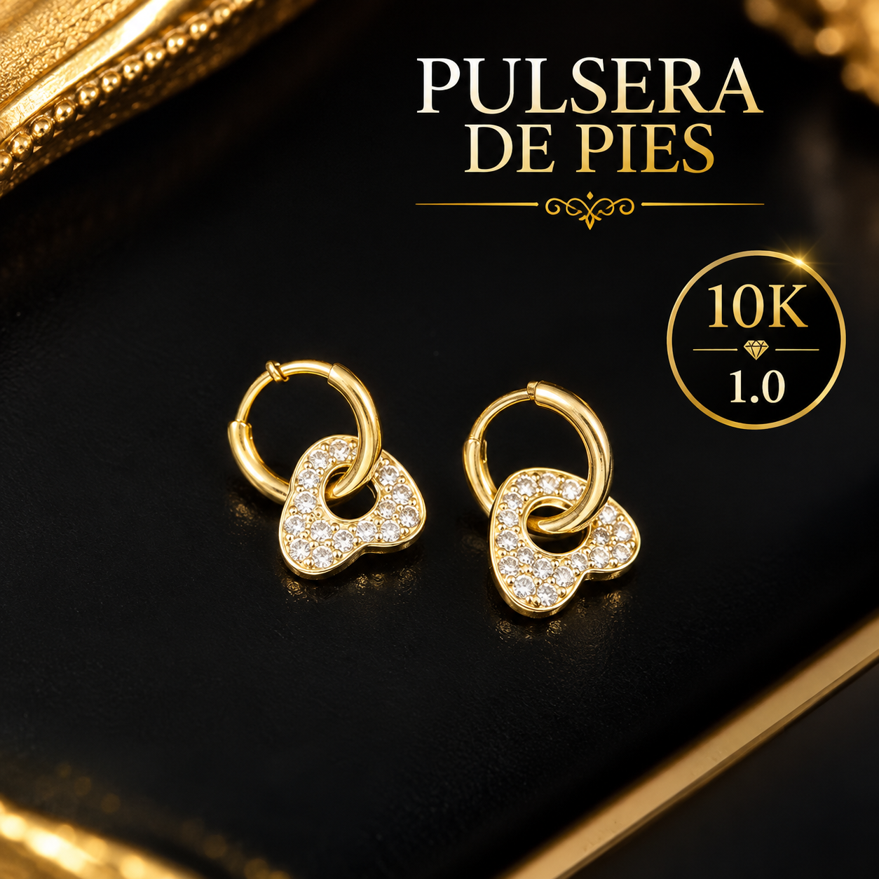 Pantallas de argollas en corazón colgante 10K 1.0