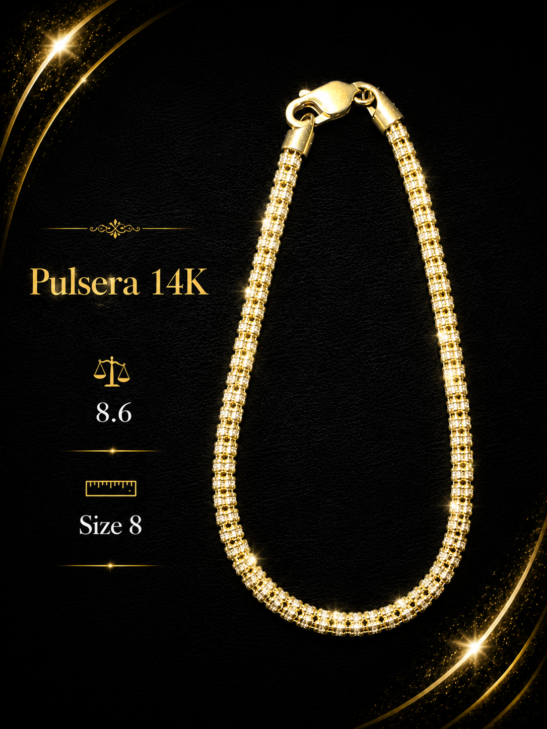 Pulsera fancy 14K 8.6 size 8