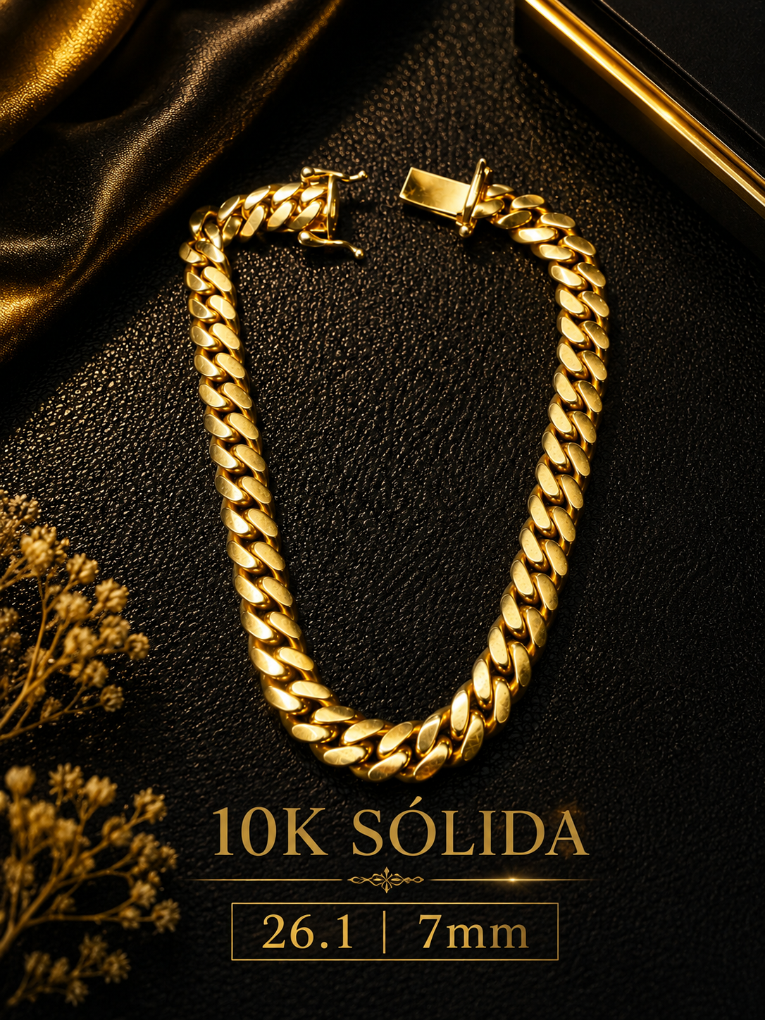 Pulsera sólida 10K 26.1 7mm