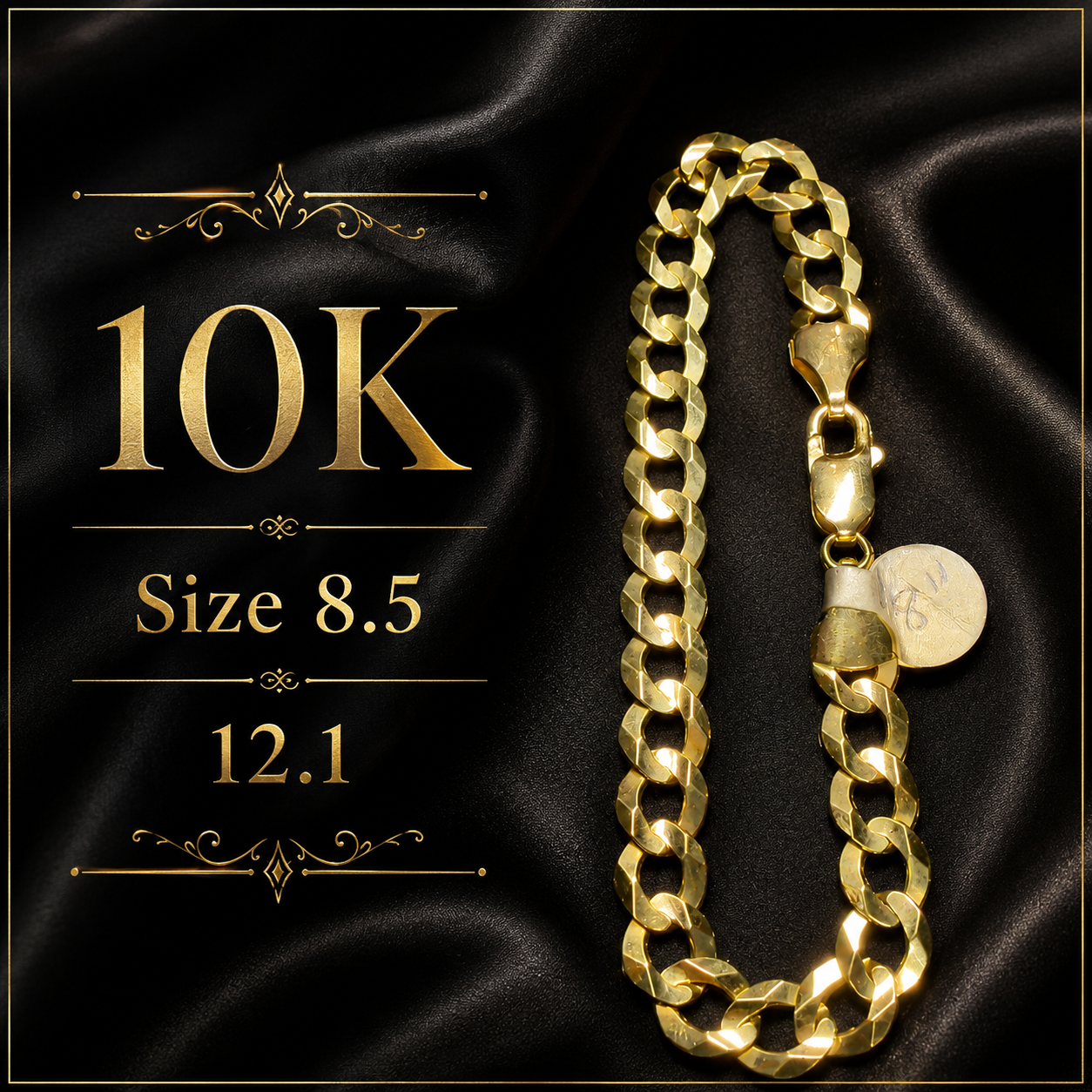Pulsera cubana 10K size 8 12.1G 8.5mm