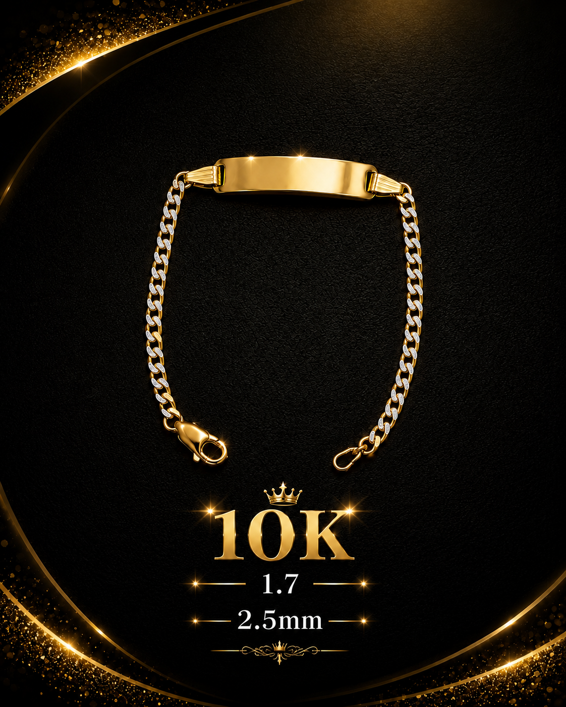 Pulsera dos tono para bebé 10K 1.7G 2.5mm