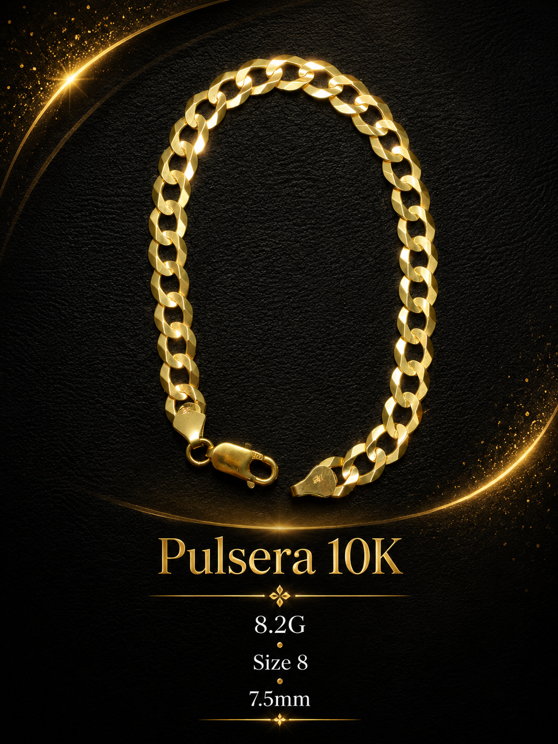 Pulsera cubana 10K (size 8) 8.2G 7.5mm