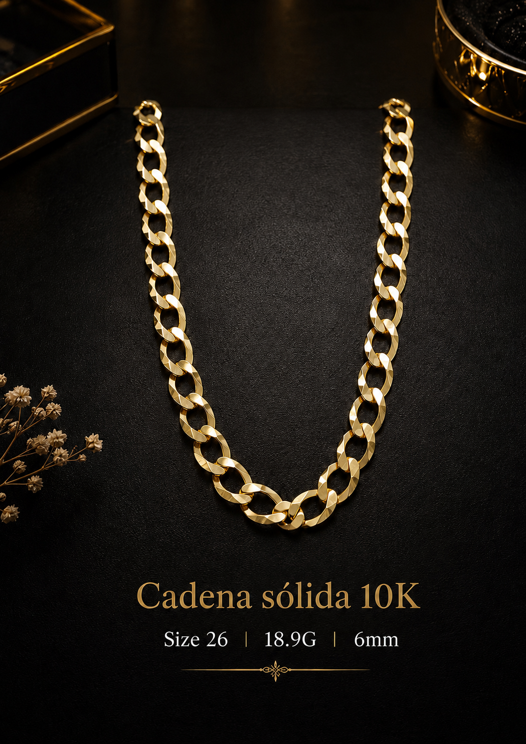 Cadena 10K solida size 26 18.9G 6mm