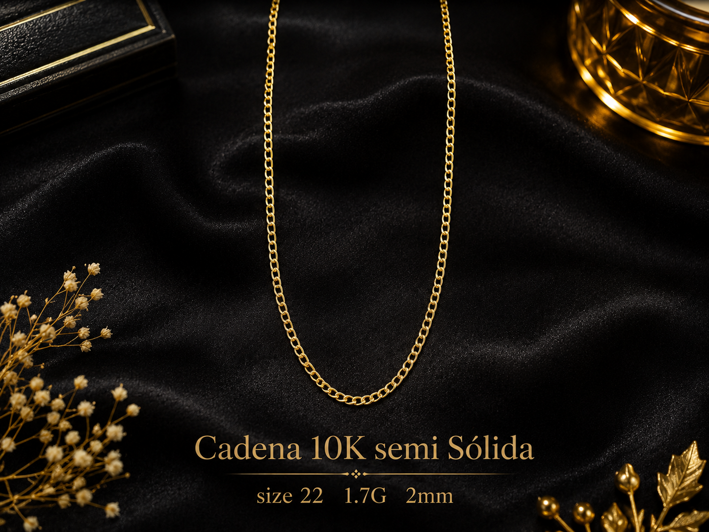 Cadena 10K semi sólida size 22 1.7 2mm