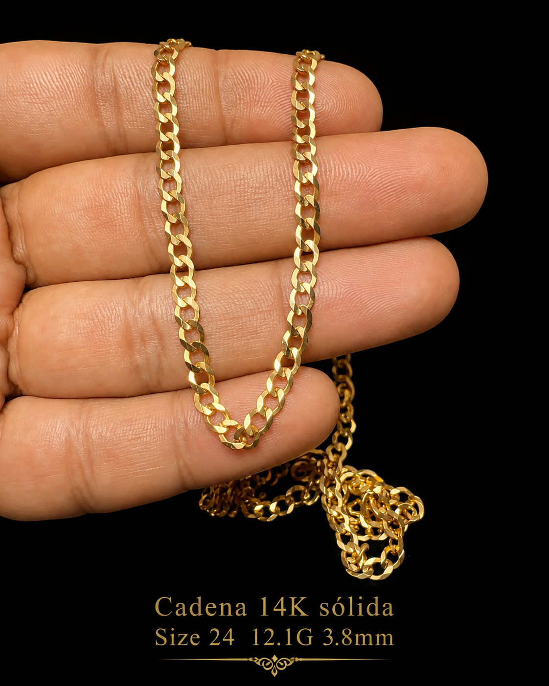 Cadena 14K sólida Size 24 12.1G 3.8mm
