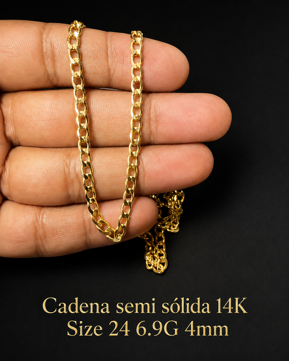 Cadena semi sólida 14K size 24 6.9G 4mm