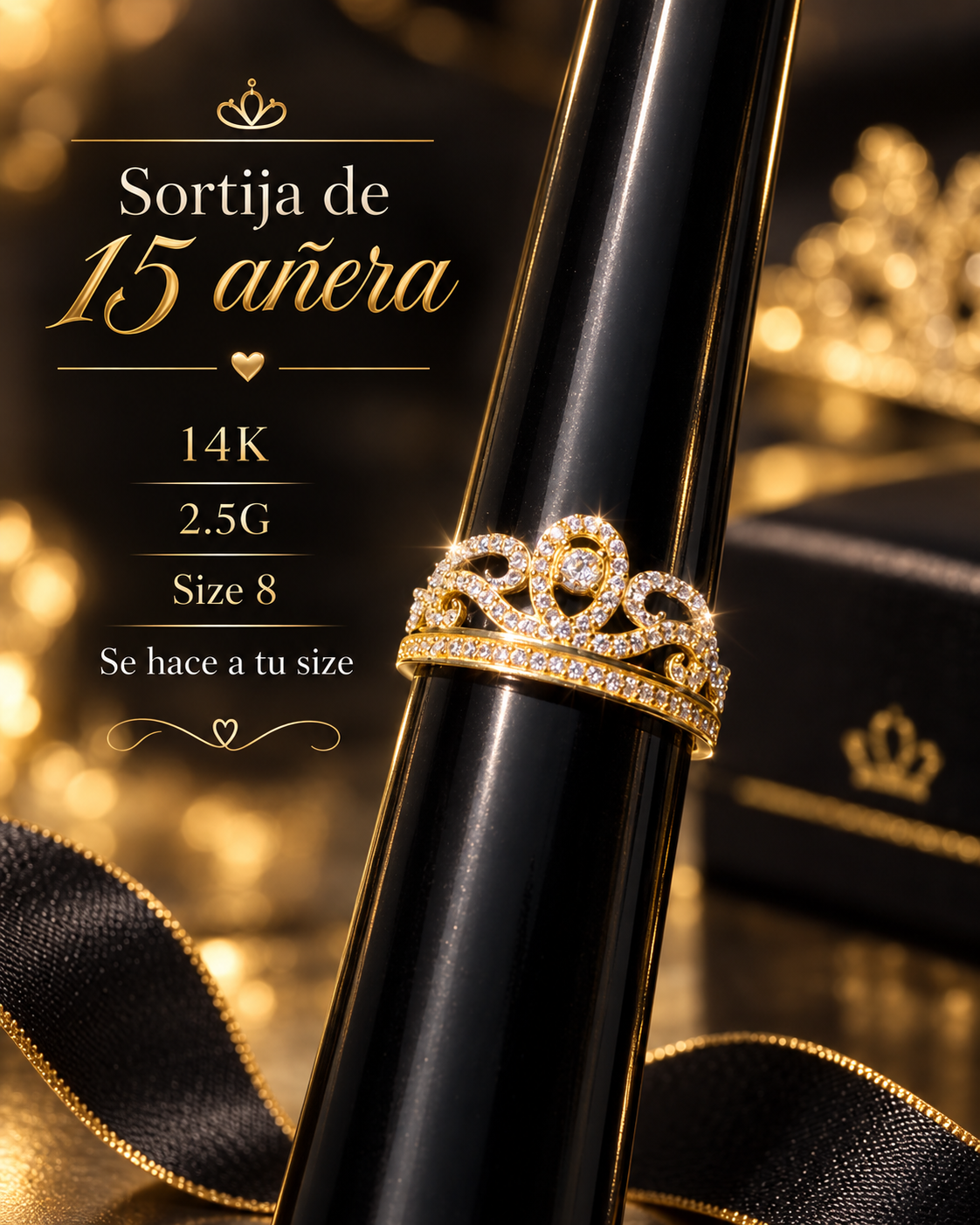 Sortija de 15 añera 14K 2.5G size 8