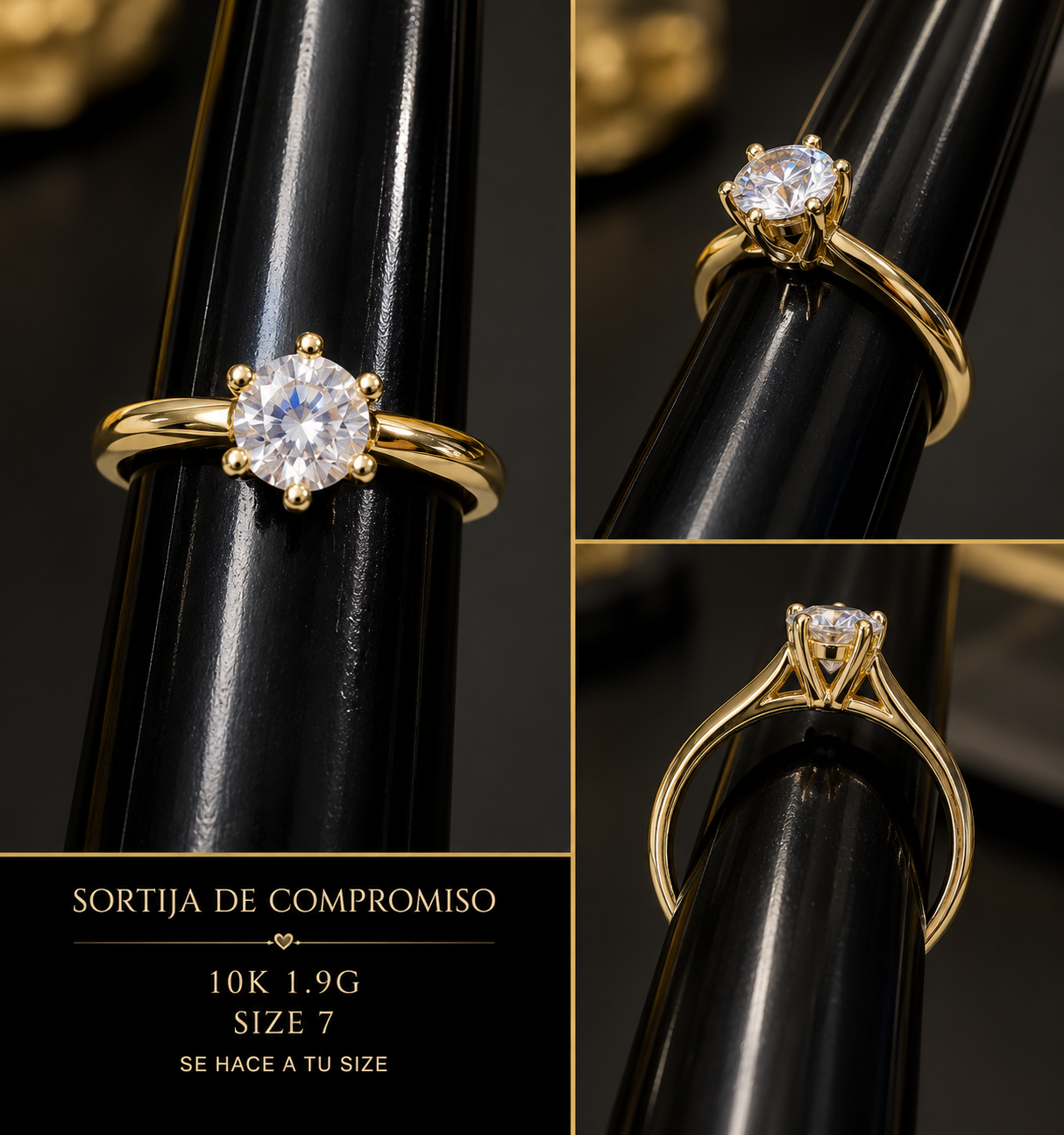 Sortija de compromiso 10K 1.9G size 7 se hace a tu size
