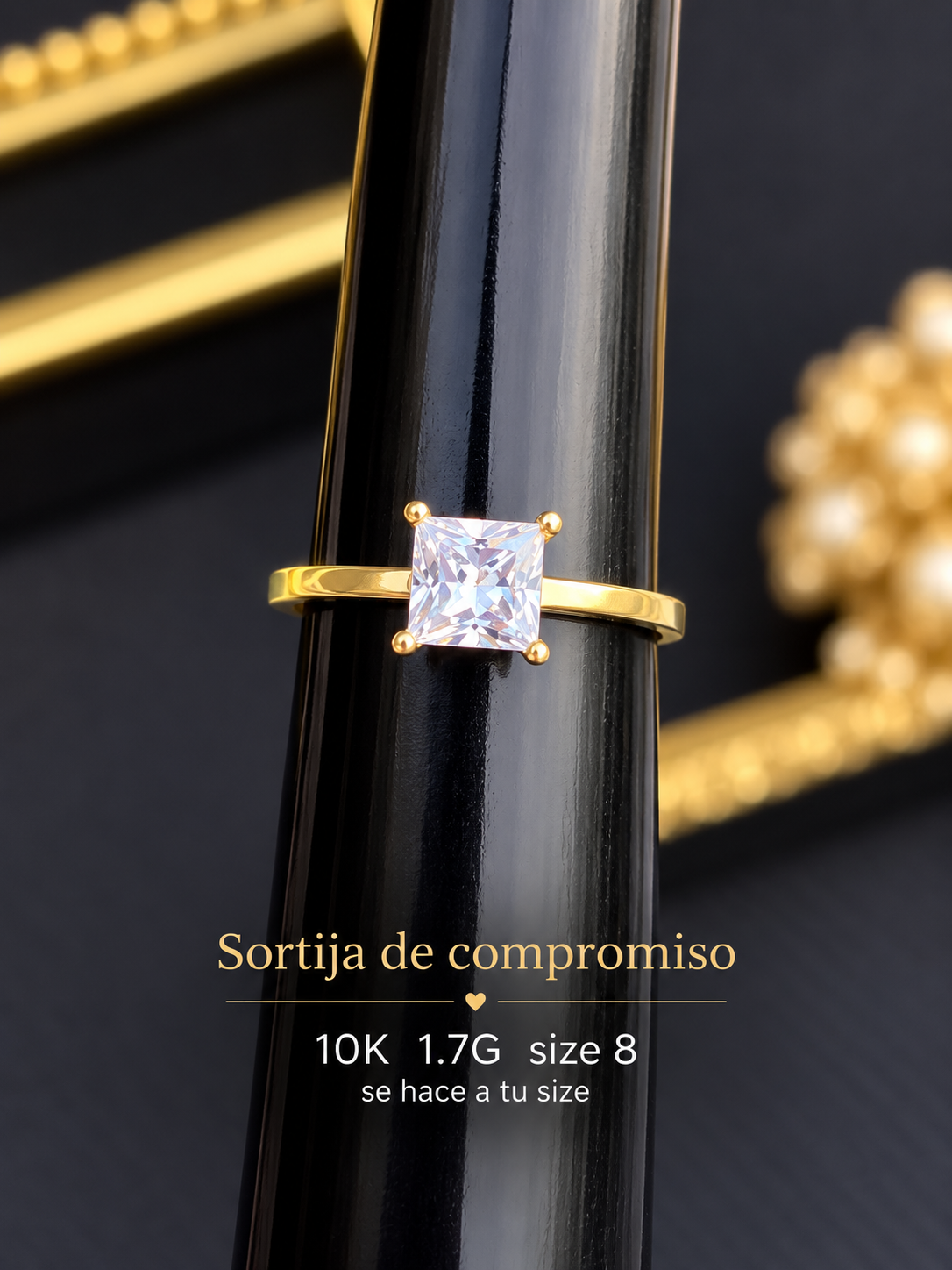 Sortija de compromiso 10K 1.7G size 8 se hace a tu size