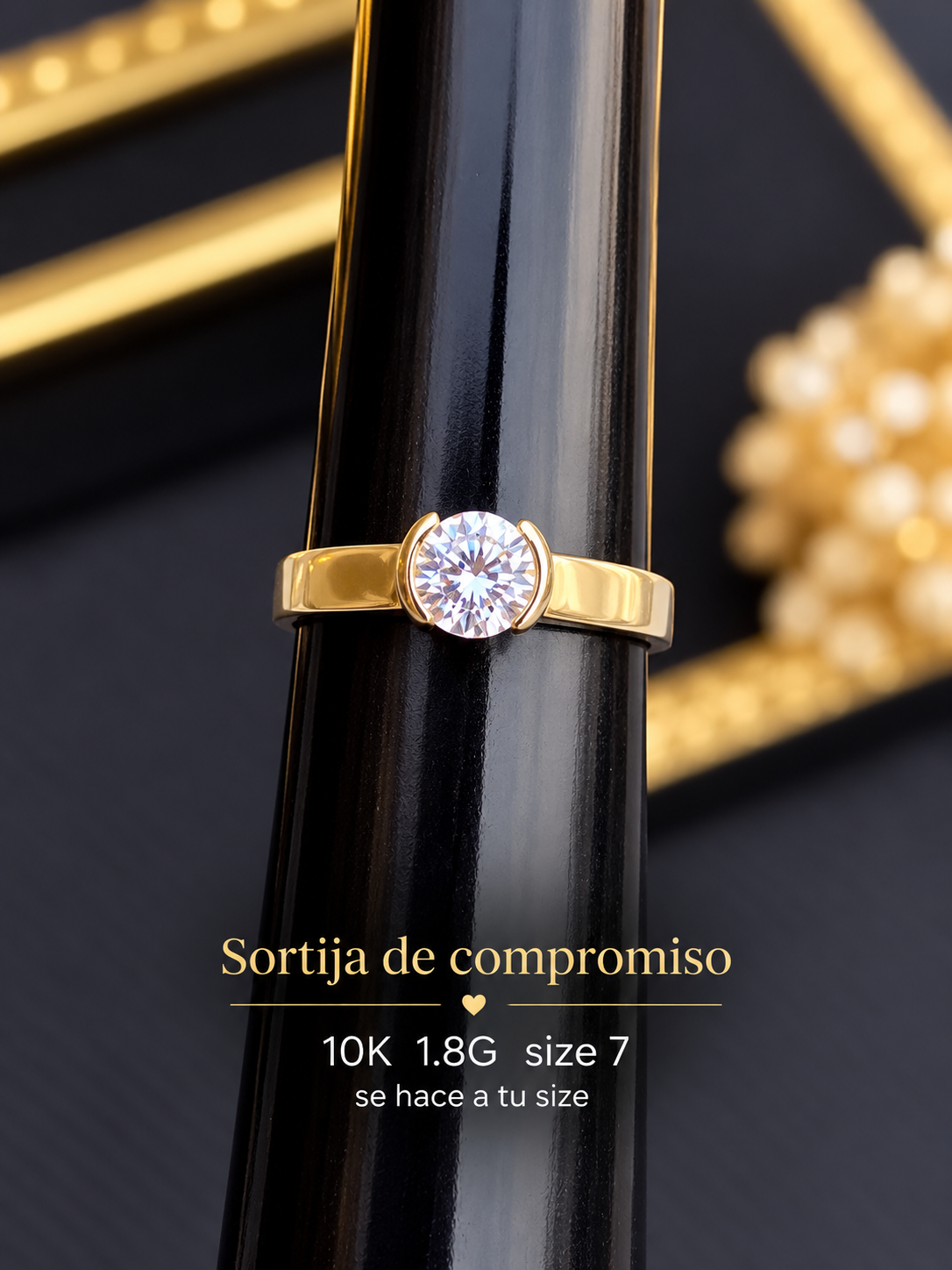 Sortija de compromiso 10K 1.8G size 7 se hace a tu size