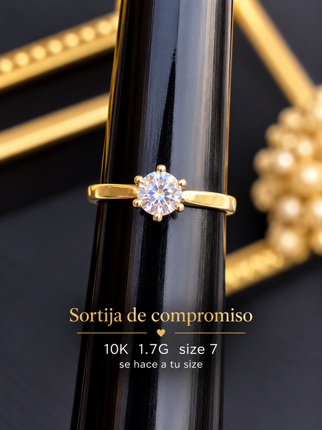 Sortija de compromiso 10K 1.7G size 7 se hace a tu size