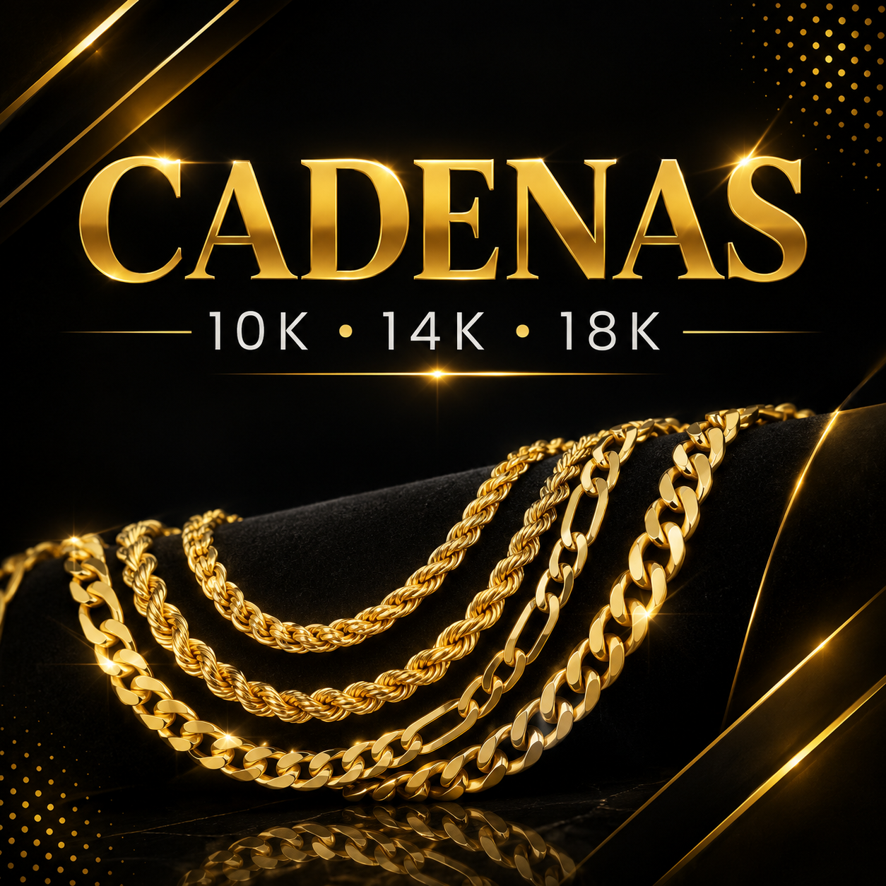 Cadenas para dama y caballero 10k,14K,18K