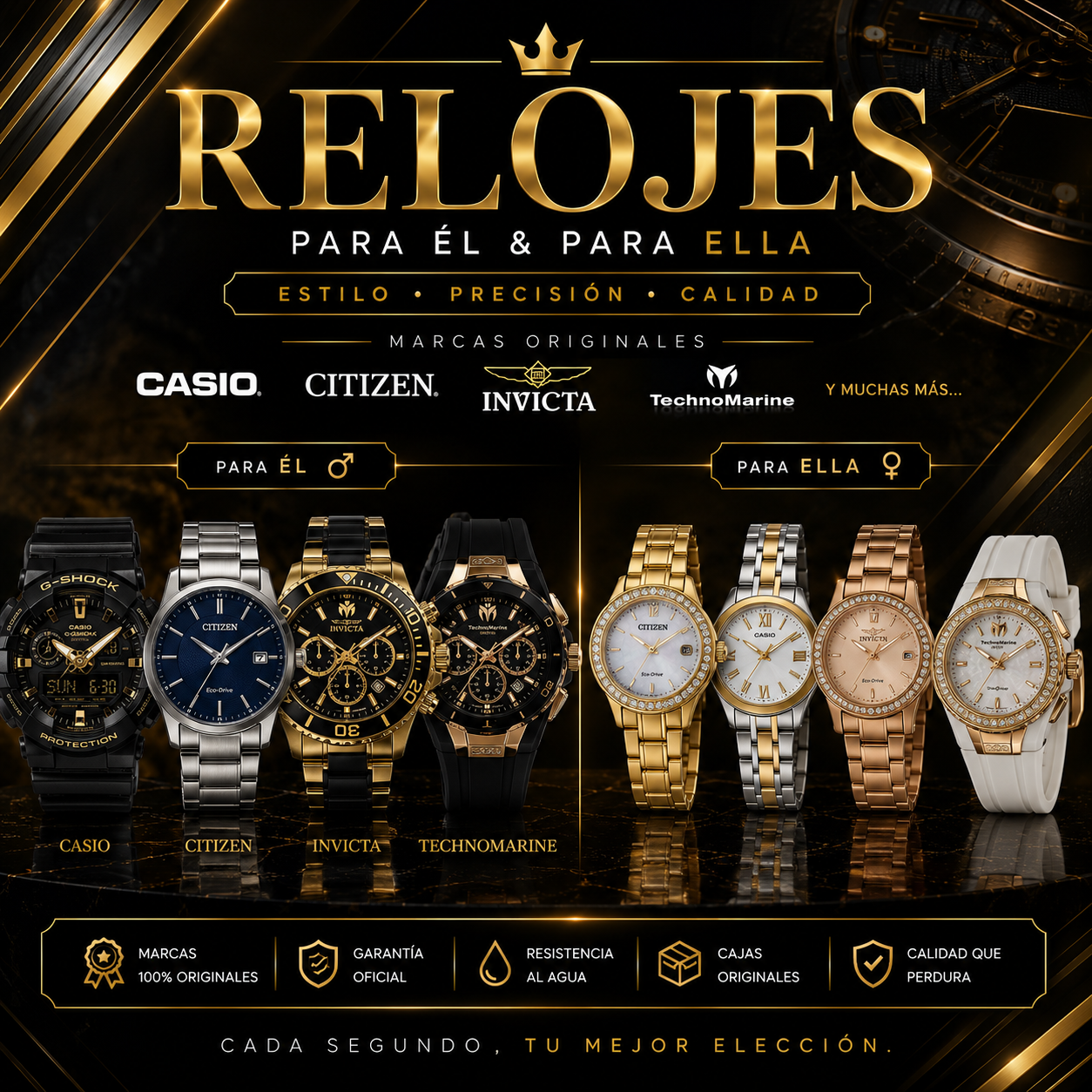 Relojes originales, para dama y caballero.