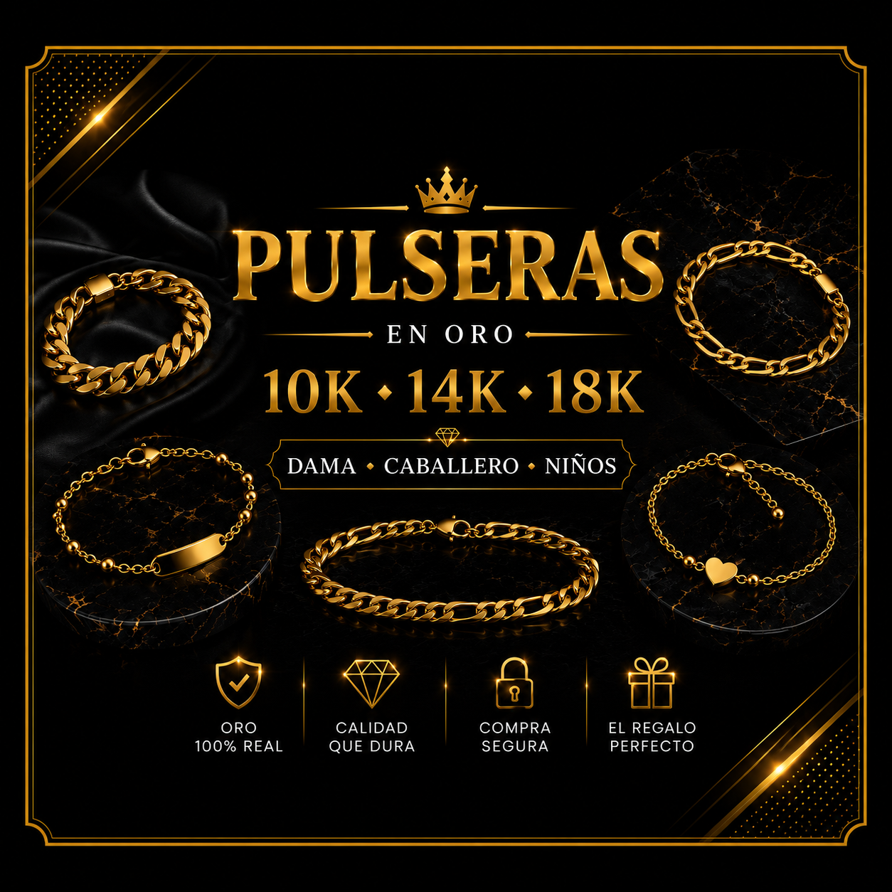 Pulseras 10k,14K,18K