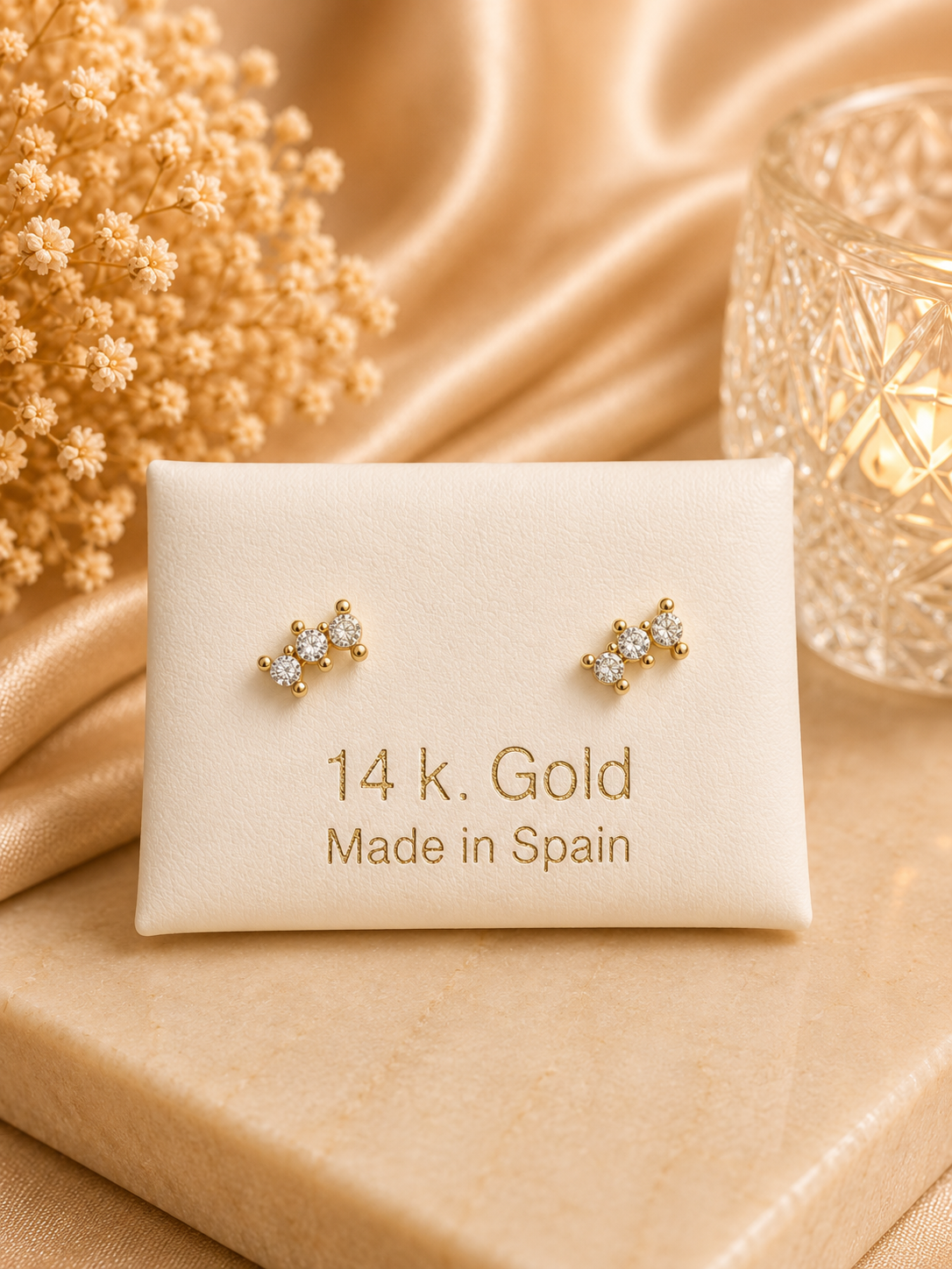 Pantallas de 3 circonia 14K
