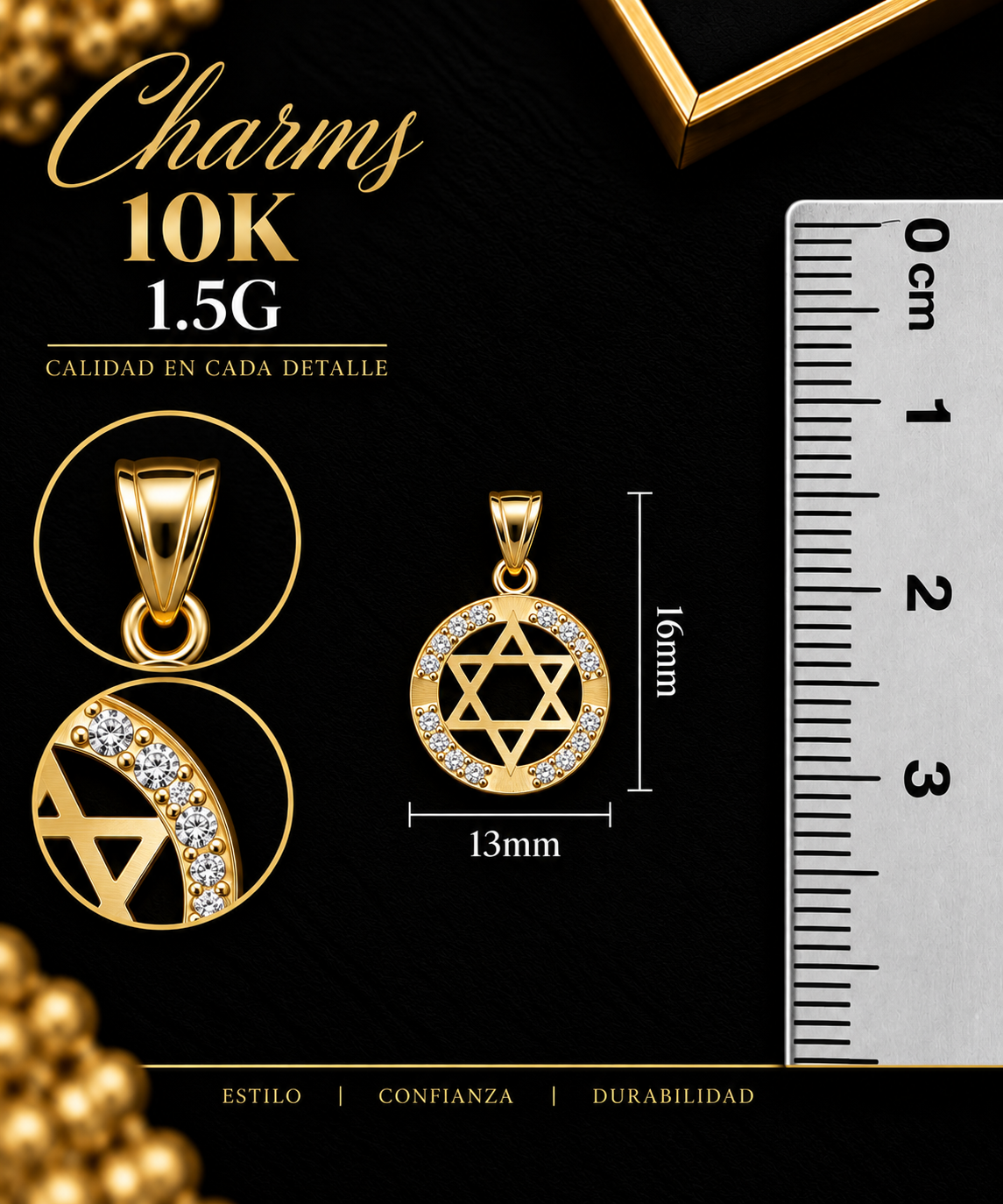Charms redondo estrella ⭐️ 10K 1.5G