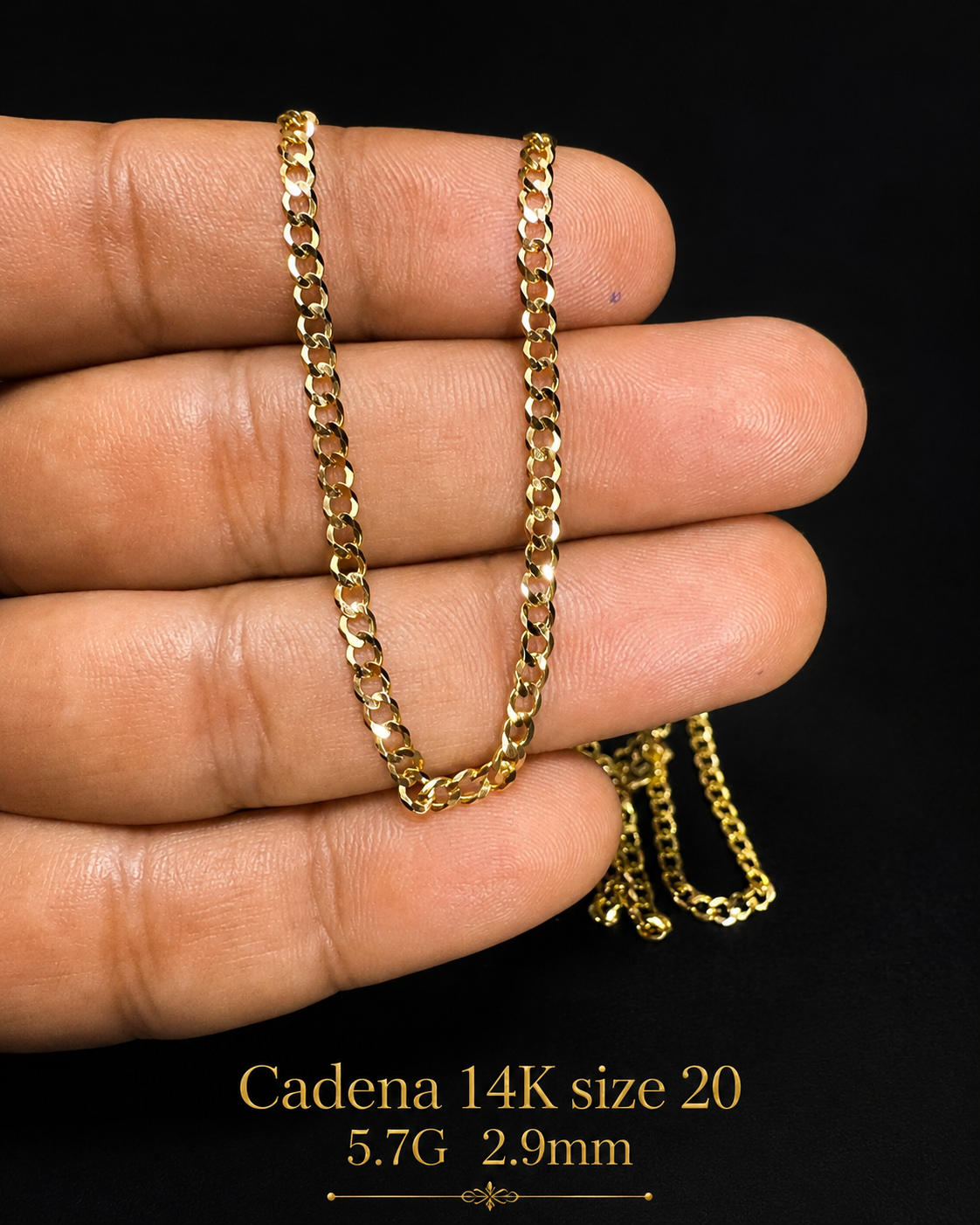 Cadena 14K sólida Size 20  5.7G 2.9mm