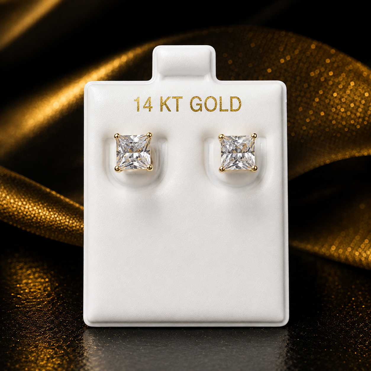 Pantalla 14K 5mm cuadradas broche de mariposa