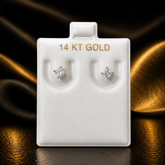 Pantalla 14K oro blanco 3mm broche de mariposa