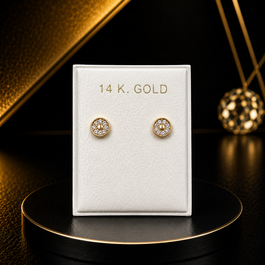 Pantalla 14K redondas con circonia