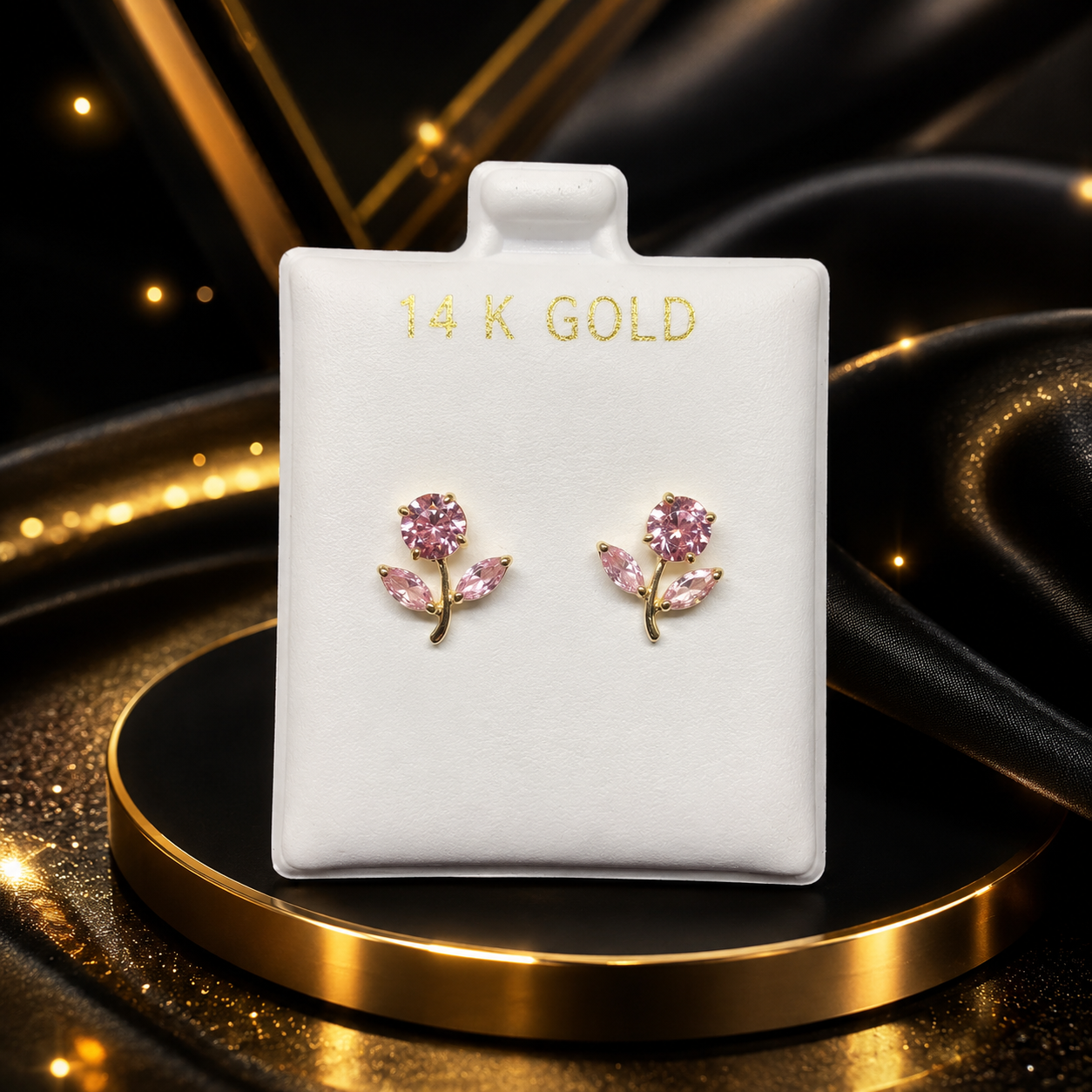 Pantallas de flor rosa 14K