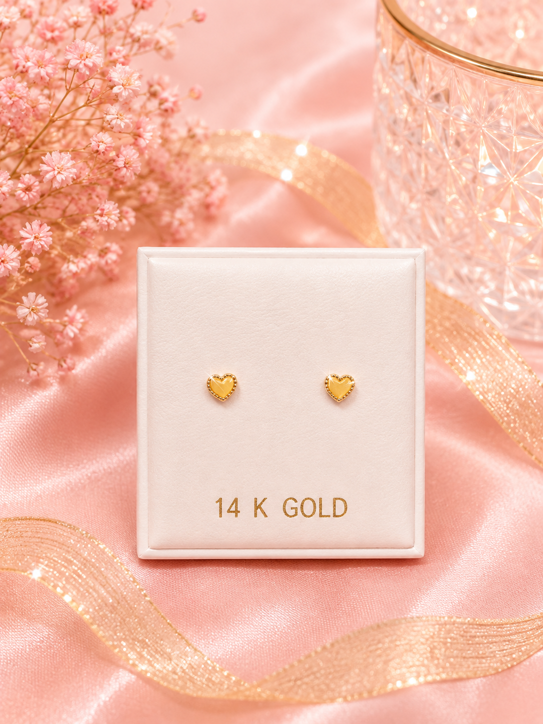 Pantallas pequeña de corazon 14K amarillas