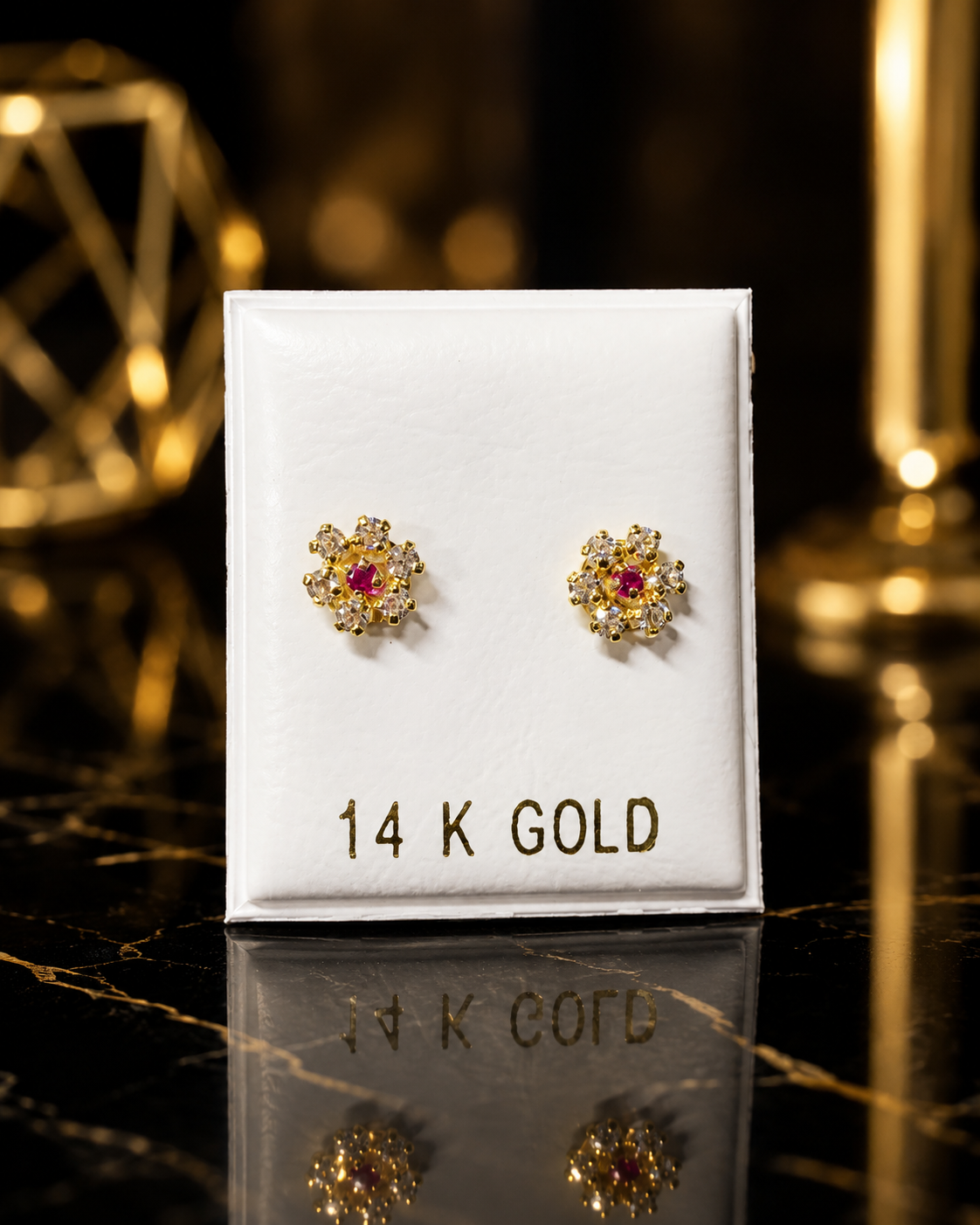 Pantallas de flor rosa oscura 14K