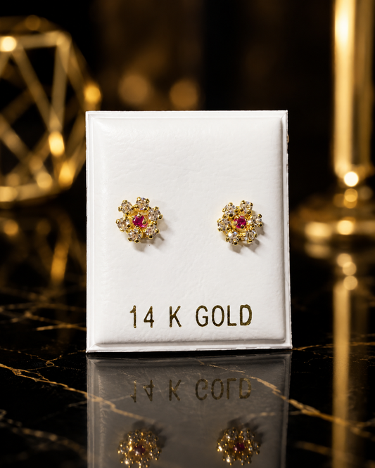 Pantallas de flor rosa oscura 14K