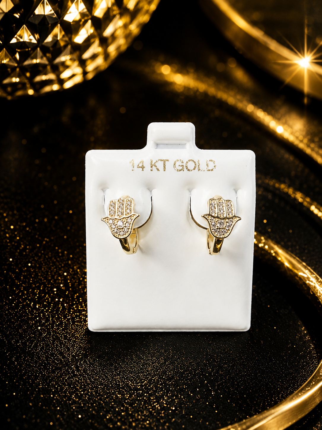 Pantallas de argollas de la mano de Fátima 14K 1.7