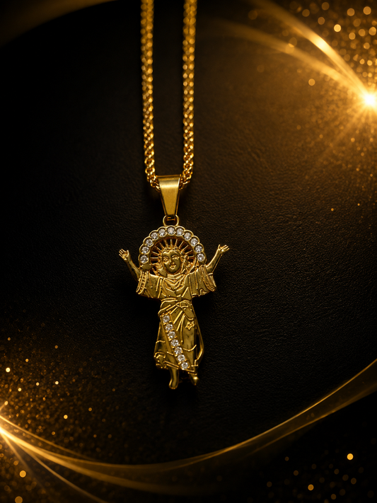 Cadena franco size 20 con divino niño stainless steel