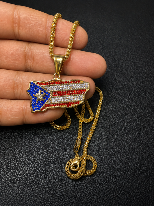 Cadena franco con charms de Puerto Rico 🇵🇷 size 22