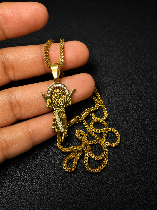 Cadena franco size 20 con divino niño stainless steel