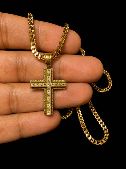Cadena franco con cruz size 22