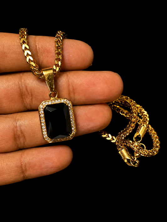 Cadena franco con charms negro size 22