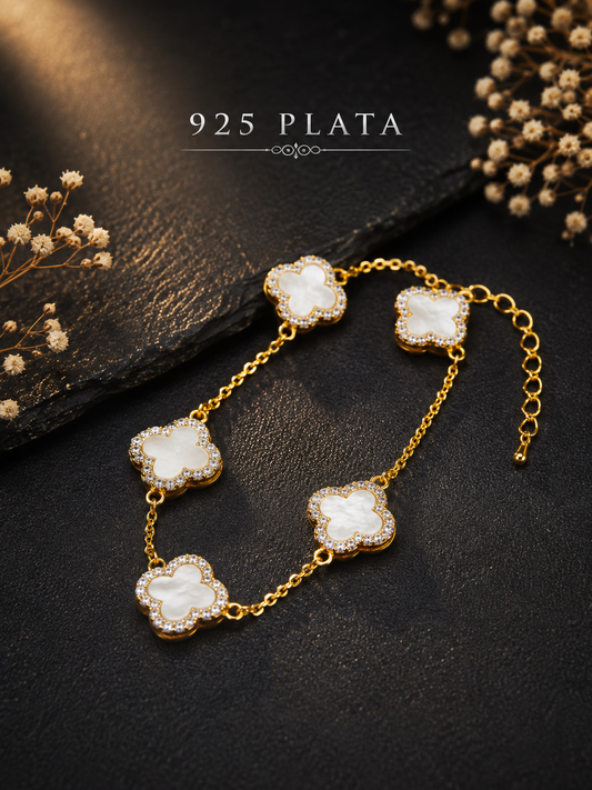 Pulsera 925 flor blanca
