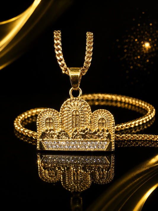 Cadena franco con charms de última cena size 22