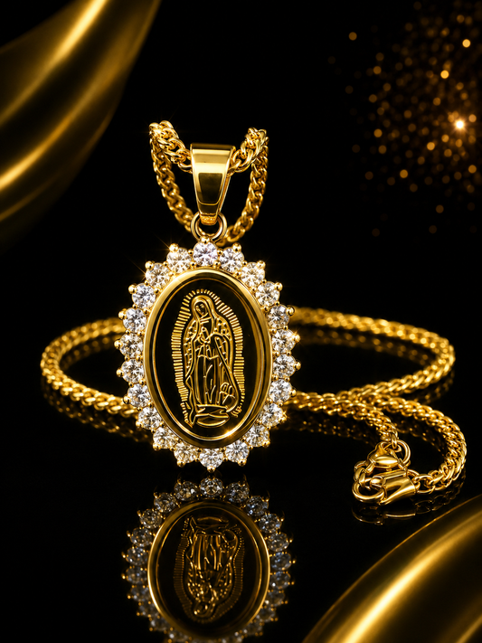 Cadena franco con charms de virgen size 22