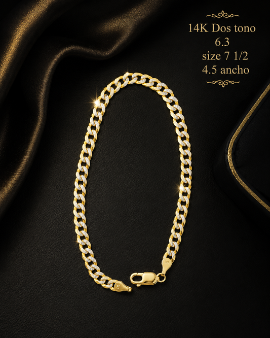 Pulsera dos tono 14K 6.3 71/2  4.5mm